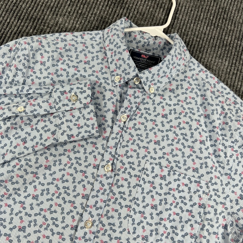 Vineyard Vines Slim Fit Murray Shirt Mens‎ Medium Blue Pineapple Geometric